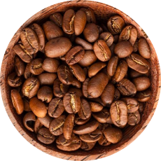 An image of Robusta beans in a wooden bowl