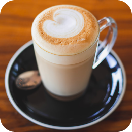 Clear glass with caffè latte
